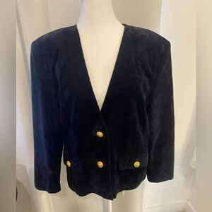Vintage Navy Blue suede lady jacket